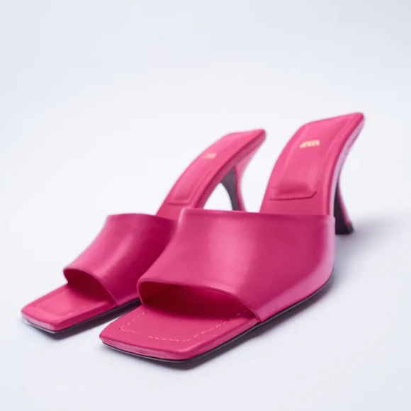 NWT. Zara Leather High Heel Sandals. Size 6. - Picture 1 of 8